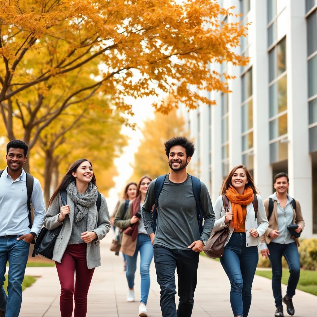 Students on a global university campus